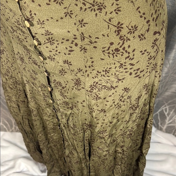 IN LOOM OLIVE FLORAL LONG SLEEVE MIDI DRESS S - Picture 5 of 9